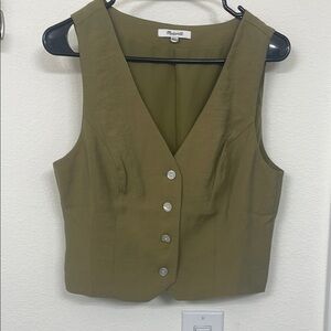 Olive Green Button-Up Vest Top